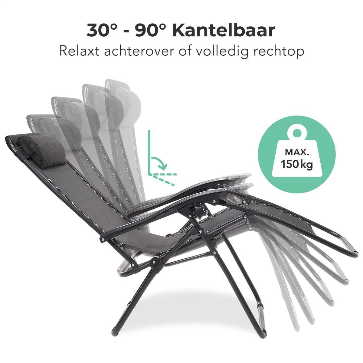 LifeGoods Opvouwbare Tuinstoelen - Verstelbaar Zonnescherm - 2 Stuks - 30°-90° Verstelbaar - Metaal - Zwart 2 LifeGoods Opvouwbare Tuinstoelen - Verstelbaar Zonnescherm - 2 Stuks - 30°-90° Verstelbaar - Metaal - Zwart - Image 2