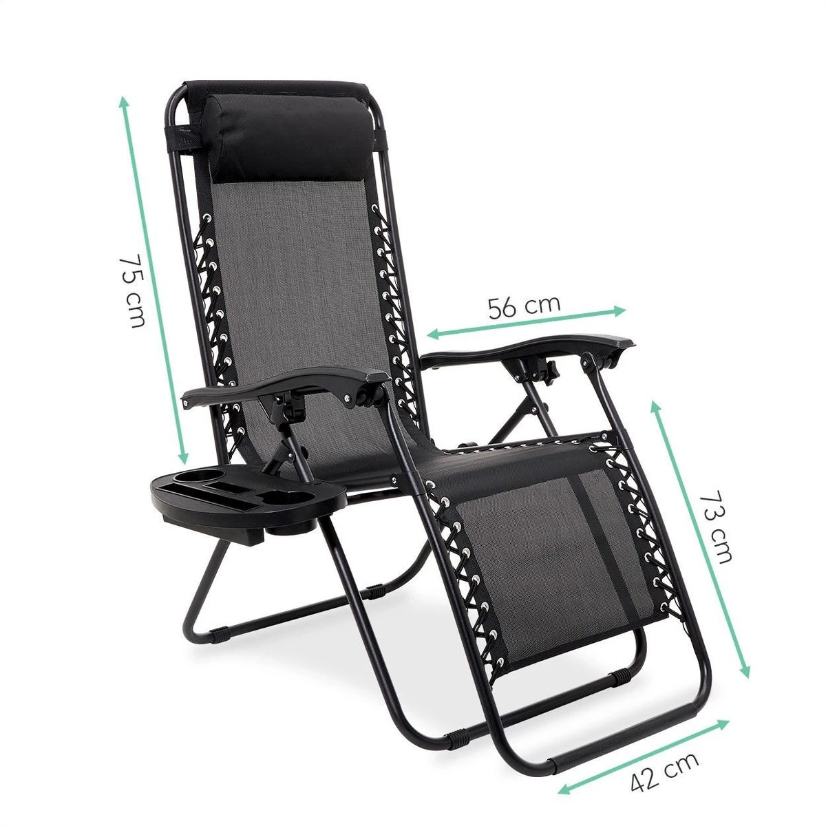 LifeGoods Opvouwbare Tuinstoelen - Verstelbaar Zonnescherm - 2 Stuks - 30°-90° Verstelbaar - Metaal - Zwart 3 LifeGoods Opvouwbare Tuinstoelen - Verstelbaar Zonnescherm - 2 Stuks - 30°-90° Verstelbaar - Metaal - Zwart - Image 3