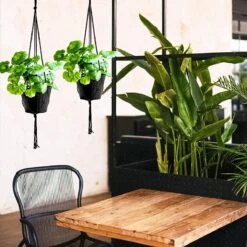 9 Stuks Zwart Macrame Plantenhangers - Boho Handgeweven Katoen Hangpot Voor Binnen/Buiten - Hangende Bloempot Met Kralen - Macramé Touw/Koord Hangplant Houder - Bohemian Wandhanger Decoratie - Plant Hanger - Verticale Tuin Bloempothouder Planthanger -Tuinartikelen Winkel 1200x1200 1883