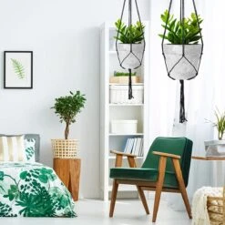9 Stuks Zwart Macrame Plantenhangers - Boho Handgeweven Katoen Hangpot Voor Binnen/Buiten - Hangende Bloempot Met Kralen - Macramé Touw/Koord Hangplant Houder - Bohemian Wandhanger Decoratie - Plant Hanger - Verticale Tuin Bloempothouder Planthanger -Tuinartikelen Winkel 1200x1200 1885