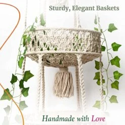 Macramé 3-Laags Hangende Fruitmand - Bohemian Mand Plantenhanger - Handgemaakt Katoen Touw Fruitschaal Hangmand - Boho Ophangbaar Etagere - Decoratieve Fruit Schaal/Basket - Opbergmand Organizer - Keuken/Balkon Decoratie - Hangpot Voor Binnen/Buiten -Tuinartikelen Winkel 1200x1200 1890