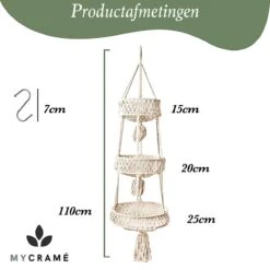 Macramé 3-Laags Hangende Fruitmand - Bohemian Mand Plantenhanger - Handgemaakt Katoen Touw Fruitschaal Hangmand - Boho Ophangbaar Etagere - Decoratieve Fruit Schaal/Basket - Opbergmand Organizer - Keuken/Balkon Decoratie - Hangpot Voor Binnen/Buiten -Tuinartikelen Winkel 1200x1200 1892