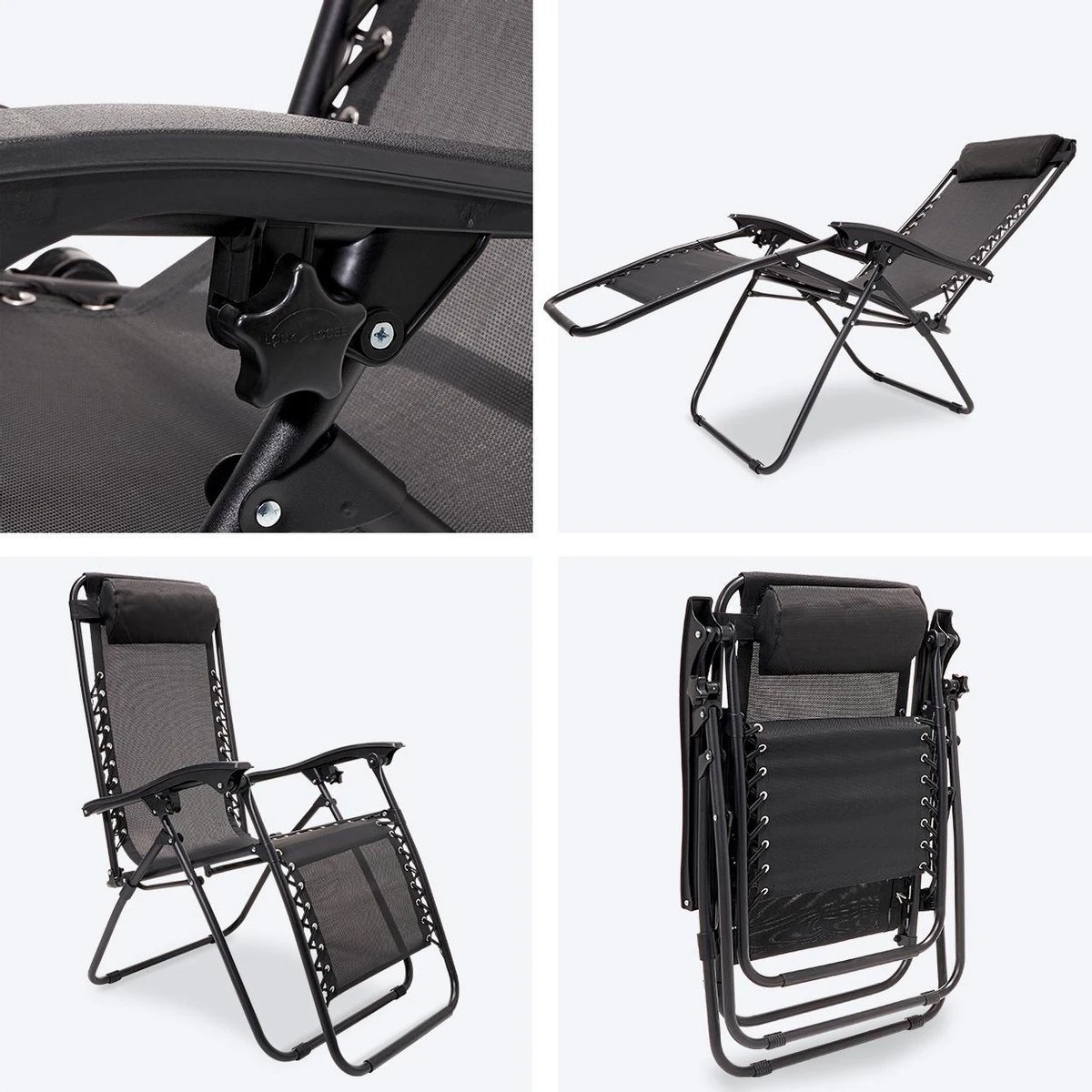 LifeGoods Opvouwbare Tuinstoelen - Verstelbaar Zonnescherm - 2 Stuks - 30°-90° Verstelbaar - Metaal - Zwart 8 LifeGoods Opvouwbare Tuinstoelen - Verstelbaar Zonnescherm - 2 Stuks - 30°-90° Verstelbaar - Metaal - Zwart - Image 8