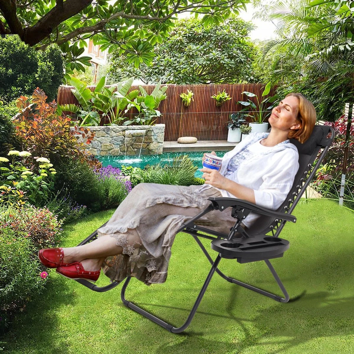 LifeGoods Opvouwbare Tuinstoelen - Verstelbaar Zonnescherm - 2 Stuks - 30°-90° Verstelbaar - Metaal - Zwart 9 LifeGoods Opvouwbare Tuinstoelen - Verstelbaar Zonnescherm - 2 Stuks - 30°-90° Verstelbaar - Metaal - Zwart - Image 9