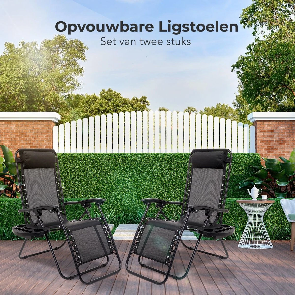LifeGoods Opvouwbare Tuinstoelen - Verstelbaar Zonnescherm - 2 Stuks - 30°-90° Verstelbaar - Metaal - Zwart 11 LifeGoods Opvouwbare Tuinstoelen - Verstelbaar Zonnescherm - 2 Stuks - 30°-90° Verstelbaar - Metaal - Zwart - Image 11