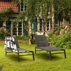 Blumfeldt Renazzo Lounge Ligstoel - Ligbed Voor De Tuin - Aluminium Tuinstoel - 6 Standen - Waterafstotend - Bekleding Van 70 % Pvc En 30 % Polyetheen - Zwart -Tuinartikelen Winkel 1200x1200 243
