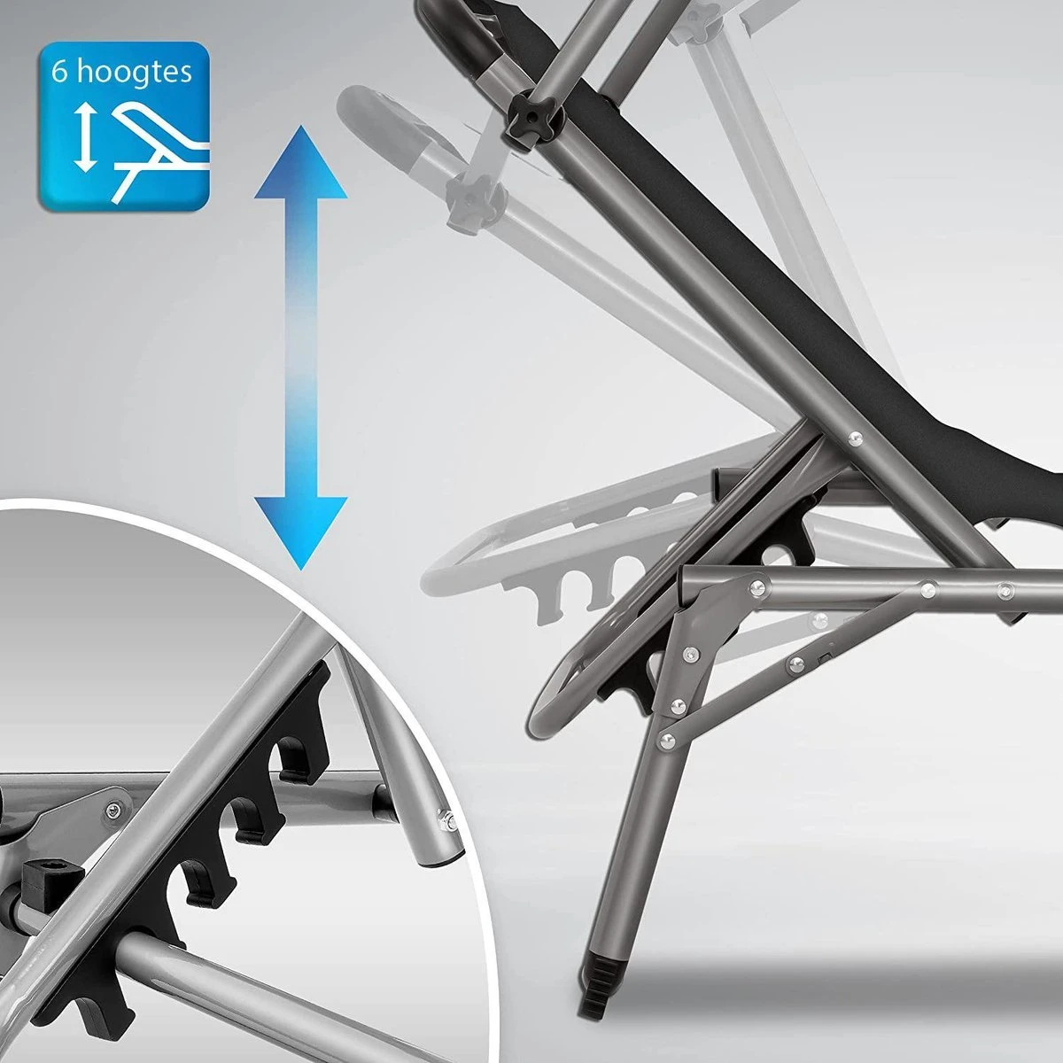 Sens Design Zonnebed - Ligbed Inklapbaar Met Zonneklep - Grijs 2 Sens Design Zonnebed - Ligbed Inklapbaar Met Zonneklep - Grijs - Image 2