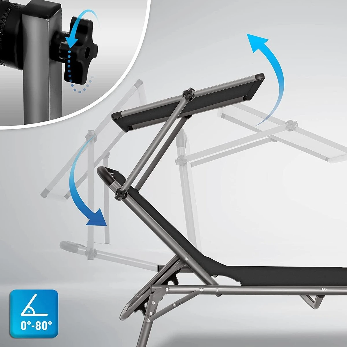 Sens Design Zonnebed - Ligbed Inklapbaar Met Zonneklep - Grijs 7 Sens Design Zonnebed - Ligbed Inklapbaar Met Zonneklep - Grijs - Image 7