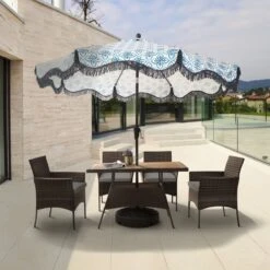 Teamson Home 5-Delig Diningset - Tuinset - Tuinmeubelen - Tafel En 4 Stoelen - Voor Maximaal 4 Personen - Massief Houten Tafelblad - Bruin - 244 X 132 X 84 (cm) -Tuinartikelen Winkel 1200x1200 29