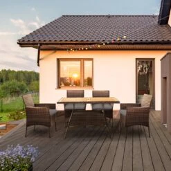 Teamson Home 5-Delig Diningset - Tuinset - Tuinmeubelen - Tafel En 4 Stoelen - Voor Maximaal 4 Personen - Massief Houten Tafelblad - Bruin - 244 X 132 X 84 (cm) -Tuinartikelen Winkel 1200x1200 32