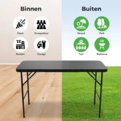 LifeGoods Klaptafel - Inklapbaar - 120 Cm - 4 Personen - Zwart -Tuinartikelen Winkel 1200x1200 380