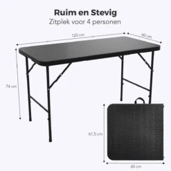 LifeGoods Klaptafel - Inklapbaar - 120 Cm - 4 Personen - Zwart -Tuinartikelen Winkel 1200x1200 381