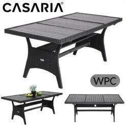 Casaria Polyrattan Tuintafel - WPC Tafelblad 190x90x74 Cm – Zwart -Tuinartikelen Winkel 1200x1200 391