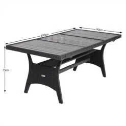 Casaria Polyrattan Tuintafel - WPC Tafelblad 190x90x74 Cm – Zwart -Tuinartikelen Winkel 1200x1200 392