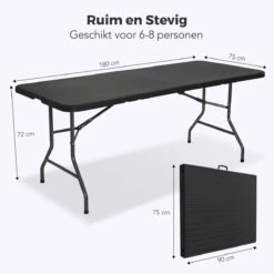 LifeGoods Klaptafel - Inklapbaar - 180 Cm - 6 Tot 8 Personen - Zwart 13 LifeGoods Klaptafel - Inklapbaar - 180 Cm - 6 Tot 8 Personen - Zwart -Tuinartikelen Winkel 1200x1200 395