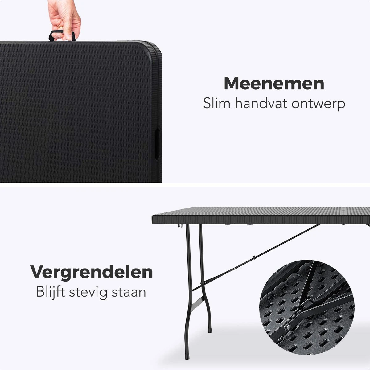 LifeGoods Klaptafel - Inklapbaar - 180 Cm - 6 Tot 8 Personen - Zwart 5 LifeGoods Klaptafel - Inklapbaar - 180 Cm - 6 Tot 8 Personen - Zwart - Image 5