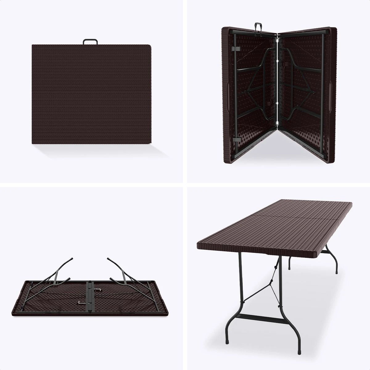LifeGoods Klaptafel - Inklapbaar - 180 Cm - 6 Tot 8 Personen - Bruin 9 LifeGoods Klaptafel - Inklapbaar - 180 Cm - 6 Tot 8 Personen - Bruin - Image 9