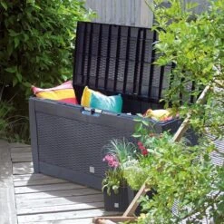 Opbergbox 310L UV-Bestendig Weerbestendig Wielen Tuinbox Rotan-look Antraciet -Tuinartikelen Winkel 1200x1200 455