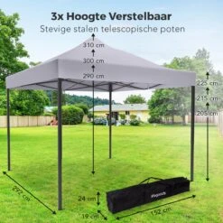 LifeGoods Partytent - 3x3 M - Easy Up - Opvouwbaar - Waterdicht - Draagtas Met Wieltjes - Donkergrijs -Tuinartikelen Winkel 1200x1200 520