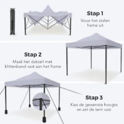 LifeGoods Partytent - 3x3 M - Easy Up - Opvouwbaar - Waterdicht - Draagtas Met Wieltjes - Donkergrijs -Tuinartikelen Winkel 1200x1200 523