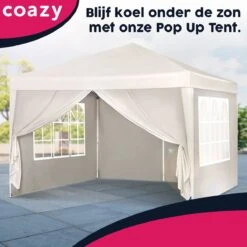 Waterdichte Partytent 3x3 Meter Opvouwbaar Met Zijwanden- Paviljoen Met Zijpanelen - Easy Up - Pop-up Tent Met Haringen, Touw En Anti Slip Poten -Tuinartikelen Winkel 1200x1200 528