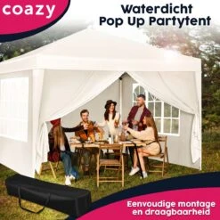 Waterdichte Partytent 3x3 Meter Opvouwbaar Met Zijwanden- Paviljoen Met Zijpanelen - Easy Up - Pop-up Tent Met Haringen, Touw En Anti Slip Poten -Tuinartikelen Winkel 1200x1200 529