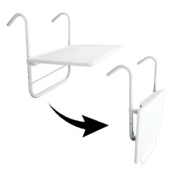 Luxe Inklapbare Balkontafel – 52 X 40 X 56cm – Wit – Hangend – Balkonbar – Balkontafels – Balkontafeltje – Hangtafel Balkon – Balcony Table – Voor Aan Het Balkon – Ophangbaar – Opklapbaar – Tafel – Inklapbaar – Buiten – Tafeltje – Klaptafel -Tuinartikelen Winkel 1200x1200 53