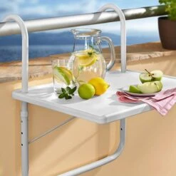 Luxe Inklapbare Balkontafel – 52 X 40 X 56cm – Wit – Hangend – Balkonbar – Balkontafels – Balkontafeltje – Hangtafel Balkon – Balcony Table – Voor Aan Het Balkon – Ophangbaar – Opklapbaar – Tafel – Inklapbaar – Buiten – Tafeltje – Klaptafel -Tuinartikelen Winkel 1200x1200 54