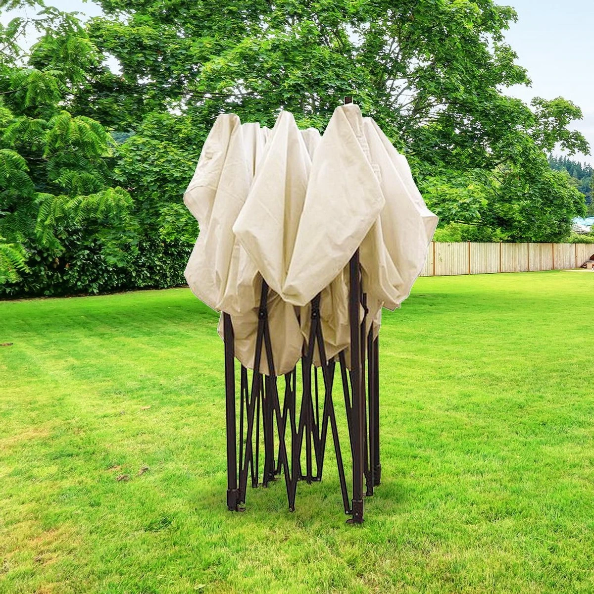 LifeGoods Partytent - 3x3 M - Easy Up - Opvouwbaar - Waterdicht - Draagtas Met Wieltjes - Beige 10 LifeGoods Partytent - 3x3 M - Easy Up - Opvouwbaar - Waterdicht - Draagtas Met Wieltjes - Beige - Image 10