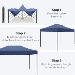 LifeGoods Partytent - 3x4.5 M - Zijwanden - Easy Up - Opvouwbaar - Waterdicht - Draagtas Met Wieltjes - Donkerblauw -Tuinartikelen Winkel 1200x1200 570