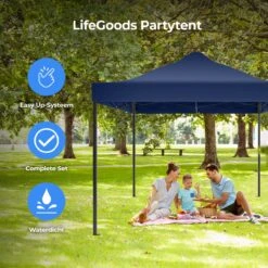 LifeGoods Partytent - 3x4.5 M - Zijwanden - Easy Up - Opvouwbaar - Waterdicht - Draagtas Met Wieltjes - Donkerblauw -Tuinartikelen Winkel 1200x1200 572