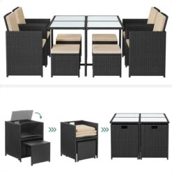 Tuinmeubelset - Tuinset 4 6 8 Persoons - Eettafel En Stoelen - Set Van 9 - Terras - Tuintafel - Salontafel Met Glazen Oppervlak - Zwart Beige 16 Tuinmeubelset - Tuinset 4 6 8 Persoons - Eettafel En Stoelen - Set Van 9 - Terras - Tuintafel - Salontafel Met Glazen Oppervlak - Zwart Beige -Tuinartikelen Winkel 1200x1200 582