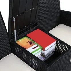 Casaria Tuinbank Polyrattan – 2 Zitter Incl. Tafel & Kussens – Zwart -Tuinartikelen Winkel 1200x1200 591