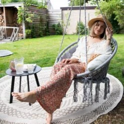 Vita5 Macramé Hangstoel - Voor Binnen En Buiten - Zonder Standaard - Incl. Kussen, Boekenvak En Beschermhoes - Tot 150kg - Grijs 19 Vita5 Macramé Hangstoel - Voor Binnen En Buiten - Zonder Standaard - Incl. Kussen, Boekenvak En Beschermhoes - Tot 150kg - Grijs -Tuinartikelen Winkel 1200x1200 60