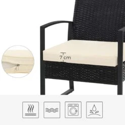 Songmics Tuinmeubelset, 3-delige Set, Van Polyrotan, Voor Outdoor, Terras, Balkon, Tuin, Eenvoudige Montage, Bijzettafel En 2 Stoelen, Zwart-beige -Tuinartikelen Winkel 1200x1200 629