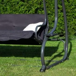 Springos Schommelbank | Linda-Schommel | 3-zits | Waterafstotend | Inclusief 2 Kussens | Verstelbare Luifel | 162 X 200 X 120 Cm | Zwart -Tuinartikelen Winkel 1200x1200 65