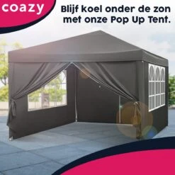 Waterdichte Partytent 3x3 Meter Opvouwbaar Met Zijwanden- Paviljoen Met Zijpanelen - Easy Up - Pop-up Tent Met Haringen, Touw En Anti Slip Poten -Tuinartikelen Winkel 1200x1200 69