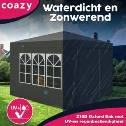 Waterdichte Partytent 3x3 Meter Opvouwbaar Met Zijwanden- Paviljoen Met Zijpanelen - Easy Up - Pop-up Tent Met Haringen, Touw En Anti Slip Poten -Tuinartikelen Winkel 1200x1200 70