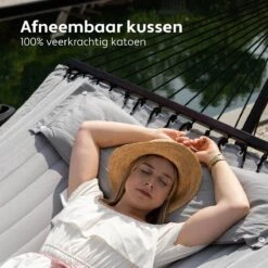Vita5 Hangmat Met Standaard En Spreidstok – 2 Persoons – Incl. Bekerhouder - Afneembaar Kussen – Uv-bestendig – Lichtgrijs -Tuinartikelen Winkel 1200x1200 710
