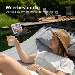 Vita5 Hangmat Met Standaard En Spreidstok – 2 Persoons – Incl. Bekerhouder - Afneembaar Kussen – Uv-bestendig – Lichtgrijs -Tuinartikelen Winkel 1200x1200 712