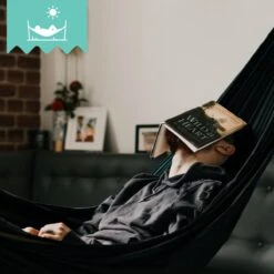 Dubbele Hangmat Zwart Met Spreidstok - 1 Of 2 Persoons - Lig Oppervlak 190x150cm - Lengte 260cm -Tuinartikelen Winkel 1200x1200 719