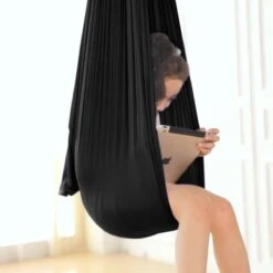 Merkloos Schommelstoel - Hangmat - Schommel - Kalmerend - Luchtdoorlatend - Kinderen - Zwart -Tuinartikelen Winkel 1200x1200 728