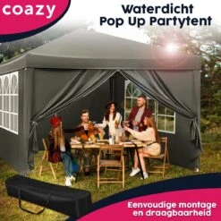 Waterdichte Partytent 3x3 Meter Opvouwbaar Met Zijwanden- Paviljoen Met Zijpanelen - Easy Up - Pop-up Tent Met Haringen, Touw En Anti Slip Poten -Tuinartikelen Winkel 1200x1200 73