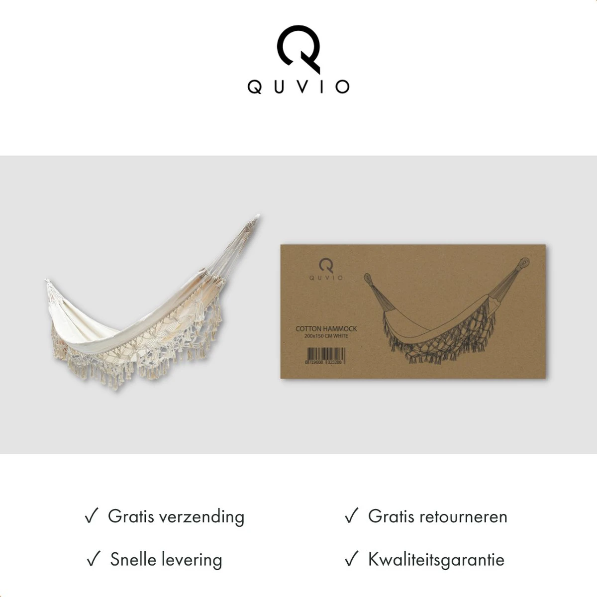 QUVIO Hangmat Voor In De Tuin - Tuinstoelen - Reishangmat Voor Camping, Outdoor En Reizen - Hamock - Katoen Ademend - Maximale Belasting Van 250KG - Lig Oppervlak Van 180 Cm - Geschikt Voor 1 Persoon - Beige 7 QUVIO Hangmat Voor In De Tuin - Tuinstoelen - Reishangmat Voor Camping, Outdoor En Reizen - Hamock - Katoen Ademend - Maximale Belasting Van 250KG - Lig Oppervlak Van 180 Cm - Geschikt Voor 1 Persoon - Beige - Image 7