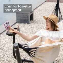 Vita5 Hangmat Met Standaard – 2 Persoons – Incl. Bekerhouder – 205kg Draaggewicht – Beige/Wit -Tuinartikelen Winkel 1200x1200 771