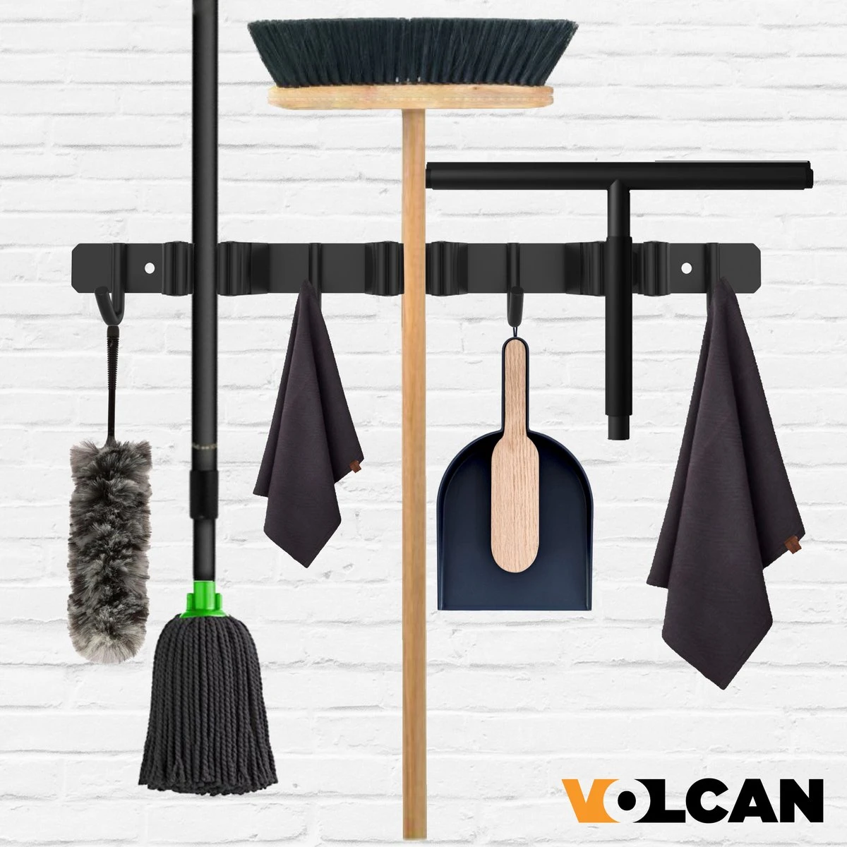 Volcan Bezemhouder - Bezem Ophangsysteem Tuingereedschap - Gereedschapshouder - Zelfklevend - 3M Tape - 3 Houders 4 Haken - RVS Zwart 5 Volcan Bezemhouder - Bezem Ophangsysteem Tuingereedschap - Gereedschapshouder - Zelfklevend - 3M Tape - 3 Houders 4 Haken - RVS Zwart - Image 5
