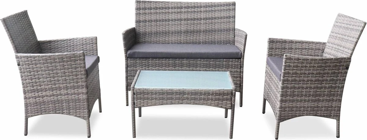 Alice's Garden Loungeset Moltès - 4 Plaatsen - Wicker - Kleine Set - Tinten Grijs/grijs 8 Alice's Garden Loungeset Moltès - 4 Plaatsen - Wicker - Kleine Set - Tinten Grijs/grijs - Image 8