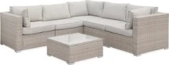 Alice's Garden Loungeset Napoli - 5 Plaatsen - Wicker - 6 Elementen - Beige/Beige