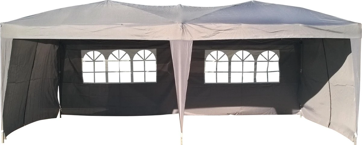 Partytent 3x6m Easy Up - 6 Zijwanden - Grijs 1 Partytent 3x6m Easy Up - 6 Zijwanden - Grijs