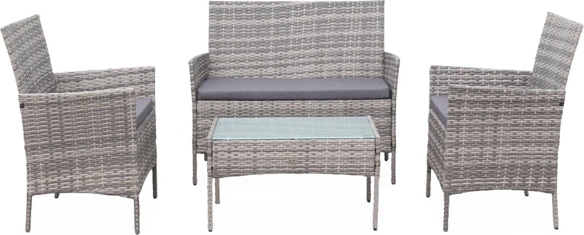Alice's Garden Loungeset Moltès - 4 Plaatsen - Wicker - Kleine Set - Tinten Grijs/grijs 3 Alice's Garden Loungeset Moltès - 4 Plaatsen - Wicker - Kleine Set - Tinten Grijs/grijs - Image 3